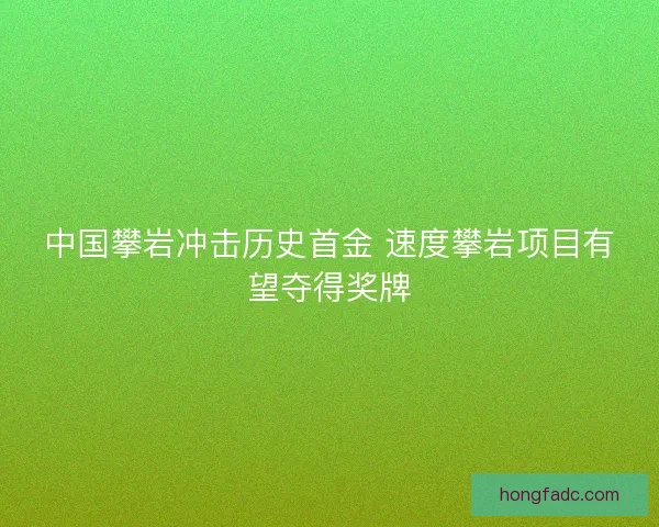 中国攀岩冲击历史首金 速度攀岩项目有望夺得奖牌