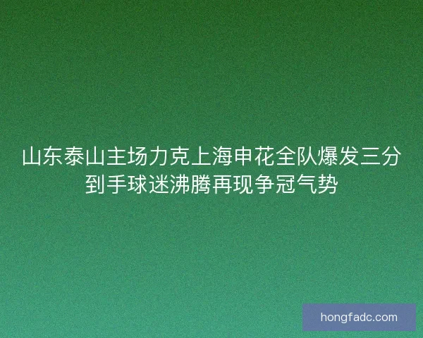 山东泰山主场力克上海申花全队爆发三分到手球迷沸腾再现争冠气势