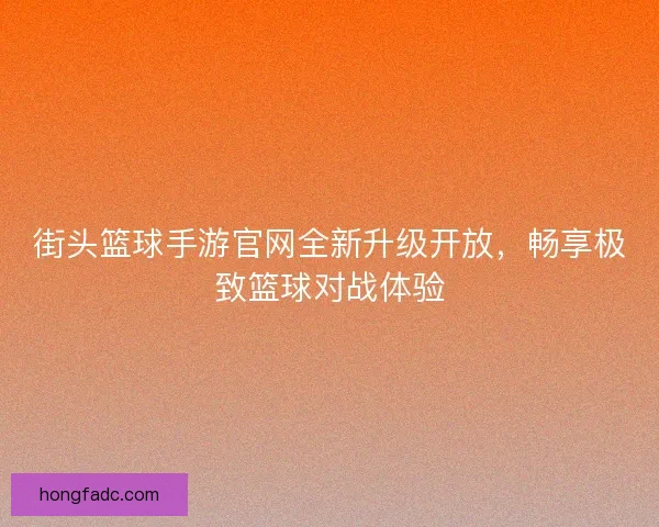 街头篮球手游官网全新升级开放,畅享极致篮球对战体验 街头篮球手游官网全新升级开放,畅享极致篮球对战体验