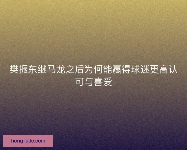 樊振东继马龙之后为何能赢得球迷更高认可与喜爱