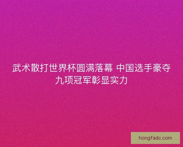 武术散打世界杯圆满落幕 中国选手豪夺九项冠军彰显实力